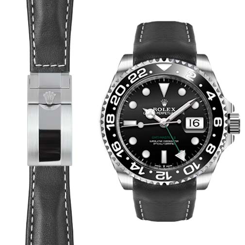 Gewölbtes Endlederarmband für Rolex GMT Master II Keramik-Faltschließe