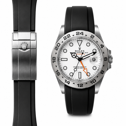 Kautschukband mit gebogenem Ende für Rolex Explorer II 42mm Faltschließe (Hergestellt zwischen 2021-Heute)