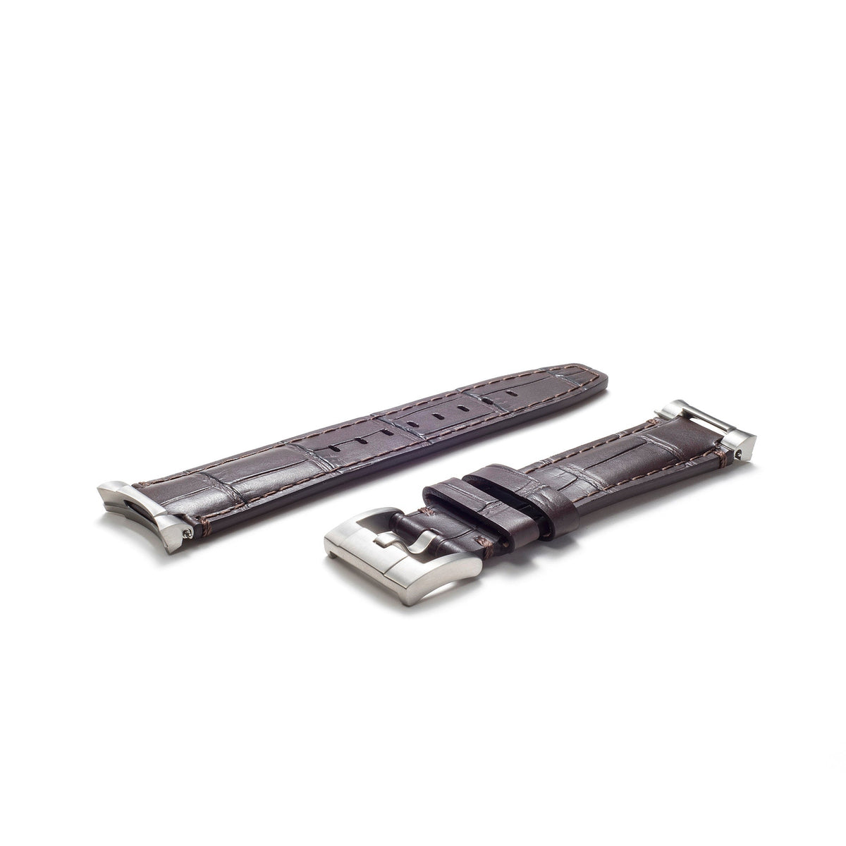 Lederarmband mit Stahlendstück für Rolex Explorer II mit Dornschließe