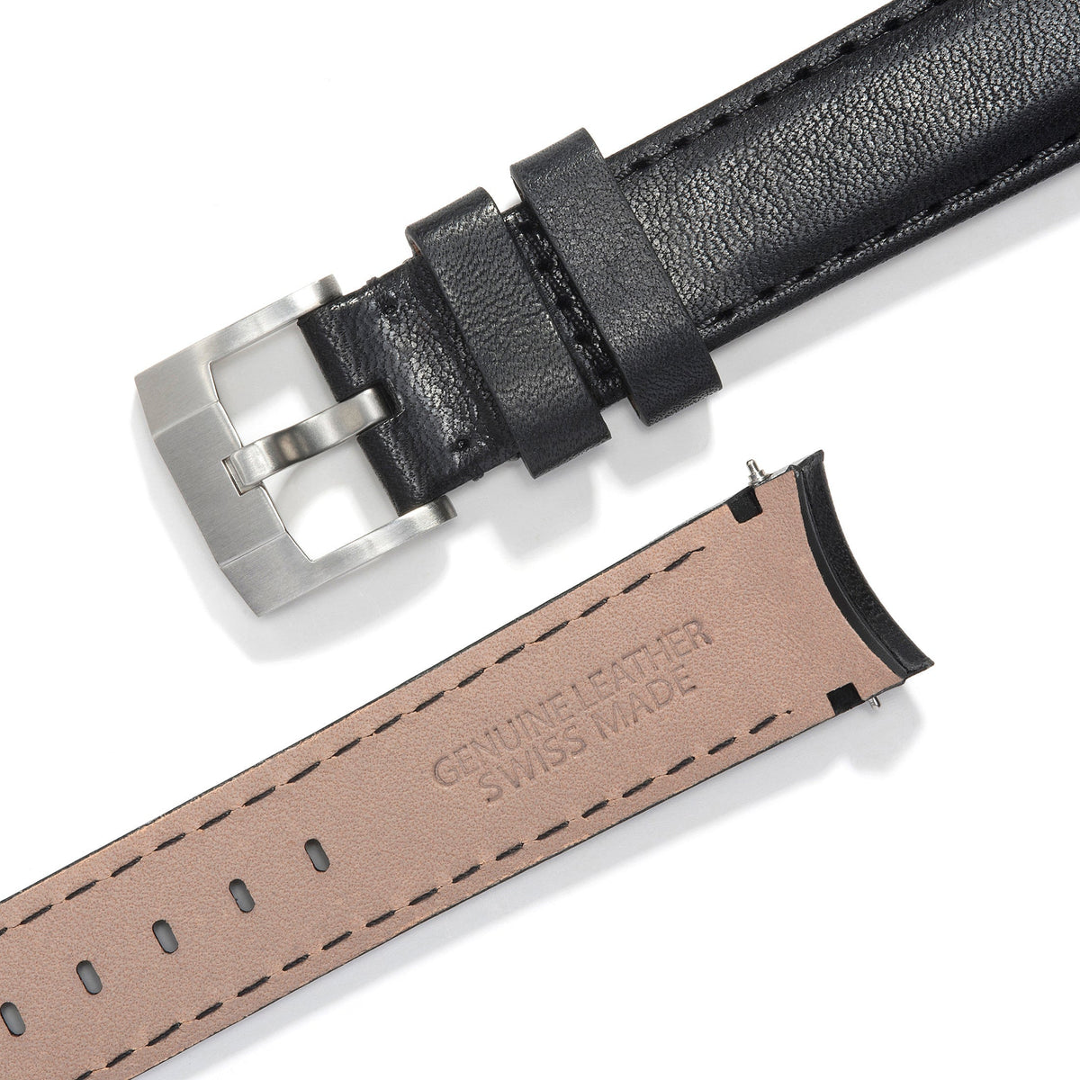 Lederarmband mit gebogenen Enden für Rolex Explorer II mit Dornschließe
