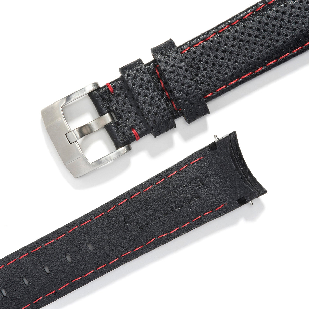 Armband aus Racing-Leder mit gebogenem Ende für Rolex Submariner Ceramic mit Dornschließe