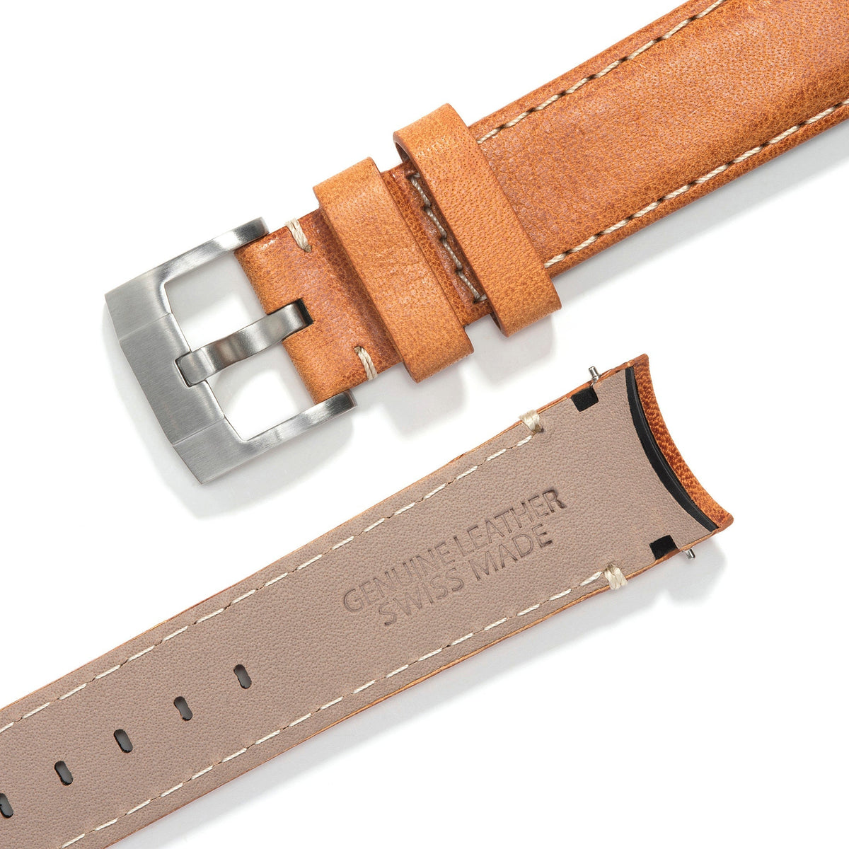 Lederarmband mit gebogenen Enden für Rolex Explorer II mit Dornschließe