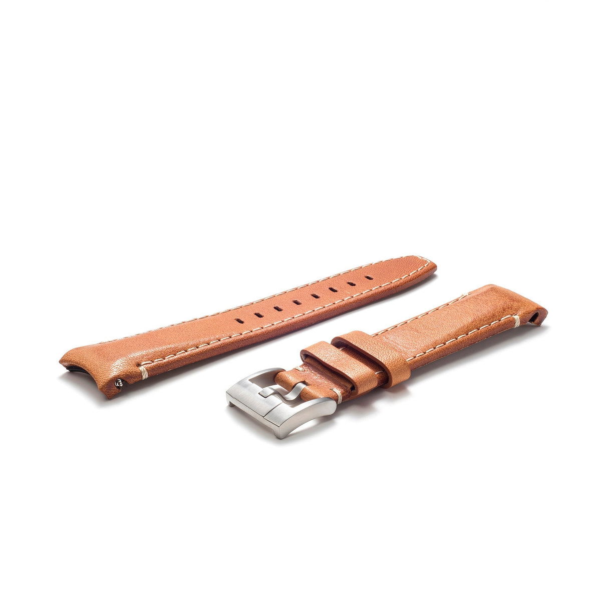 Lederarmband mit gebogenen Enden für Rolex Explorer II mit Dornschließe