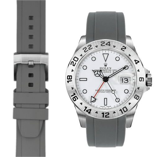 Gebogenes Kautschukarmband für Rolex Explorer II mit Dornschließe