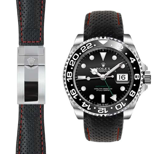 Gewölbtes Endlederarmband für Rolex GMT Master II Keramik-Faltschließe