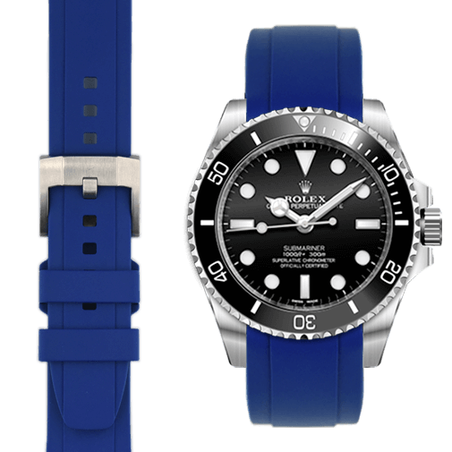 Kautschukarmband mit gebogenem Ende und Dornschließe für Rolex Sub Ceramic No-Date