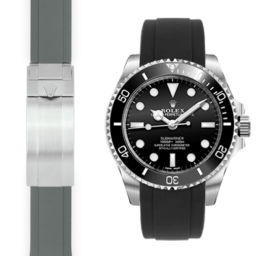 Kautschukarmband mit gebogenem Ende für Rolex Sub Ceramic No-Date Faltschließe