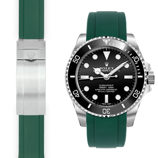 Kautschukarmband mit gebogenem Ende für Rolex Sub Ceramic No-Date Faltschließe