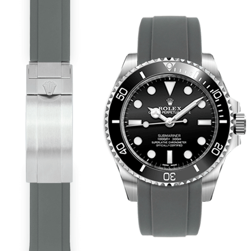 Kautschukarmband mit gebogenem Ende für Rolex Sub Ceramic No-Date Faltschließe