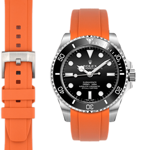 Kautschukarmband mit gebogenem Ende und Dornschließe für Rolex Sub Ceramic No-Date