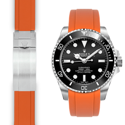Kautschukarmband mit gebogenem Ende für Rolex Sub Ceramic No-Date Faltschließe