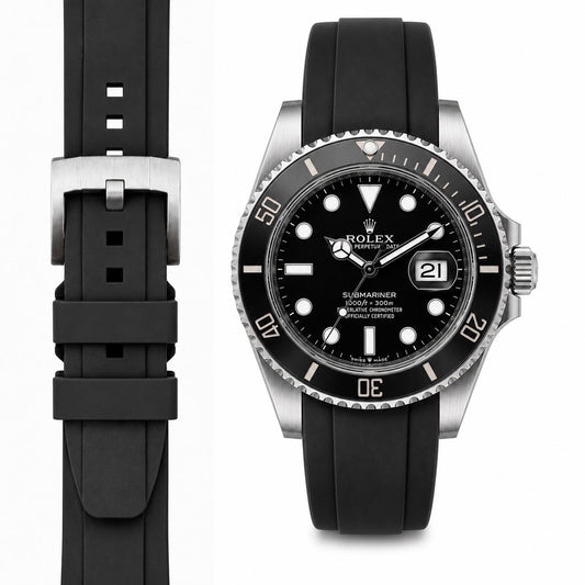 Kautschukarmband mit gebogenem Ende für Rolex Submariner 41mm mit Dornschließe (Modell 2020)