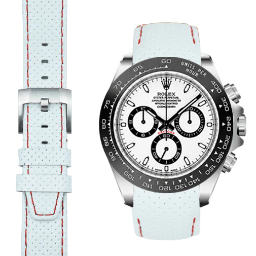 Gewölbtes Rennsport-Lederarmband für Rolex Keramik Daytona mit Dornschließe
