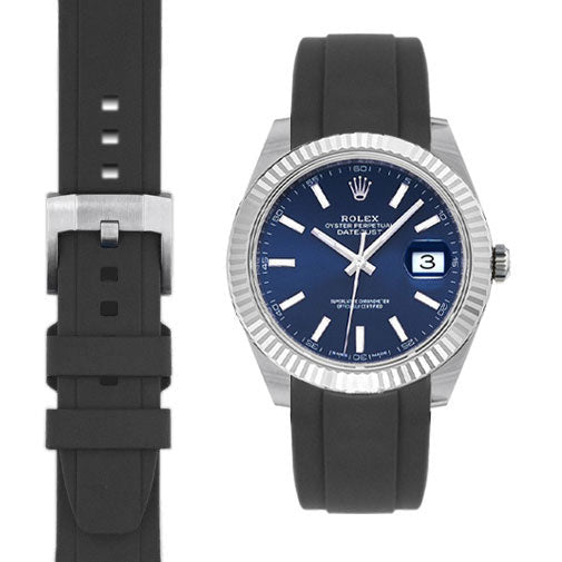 Gebogenes Kautschukarmband für Rolex Datejust 41mm mit Dornschließe