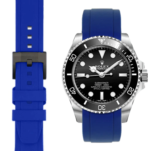 Kautschukarmband mit gebogenem Ende und Dornschließe für Rolex Sub Ceramic No-Date