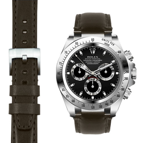 Stahl-Endstück-Lederarmband für Rolex Daytona mit Dornschließe