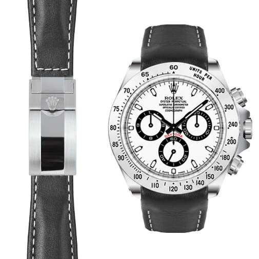 Gebogenes Lederarmband für Rolex Daytona Faltschließe