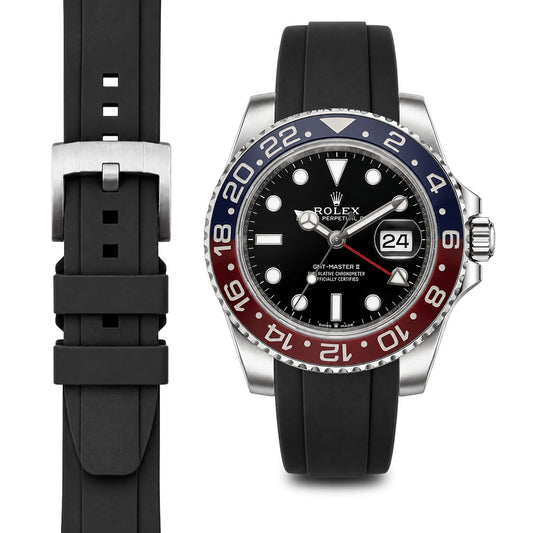 Gebogenes Kautschukarmband für Rolex GMT Ceramic Jubilee mit Dornschließe