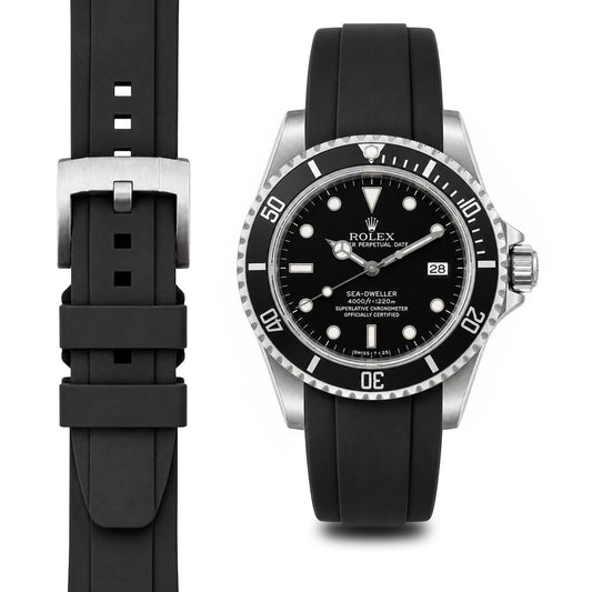 Gebogenes Kautschukarmband für Rolex Sea-Dweller mit Dornschließe