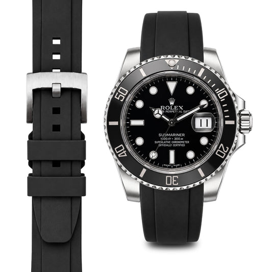 Gewölbtes Kautschukarmband für Rolex Submariner Keramik mit Dornschließe
