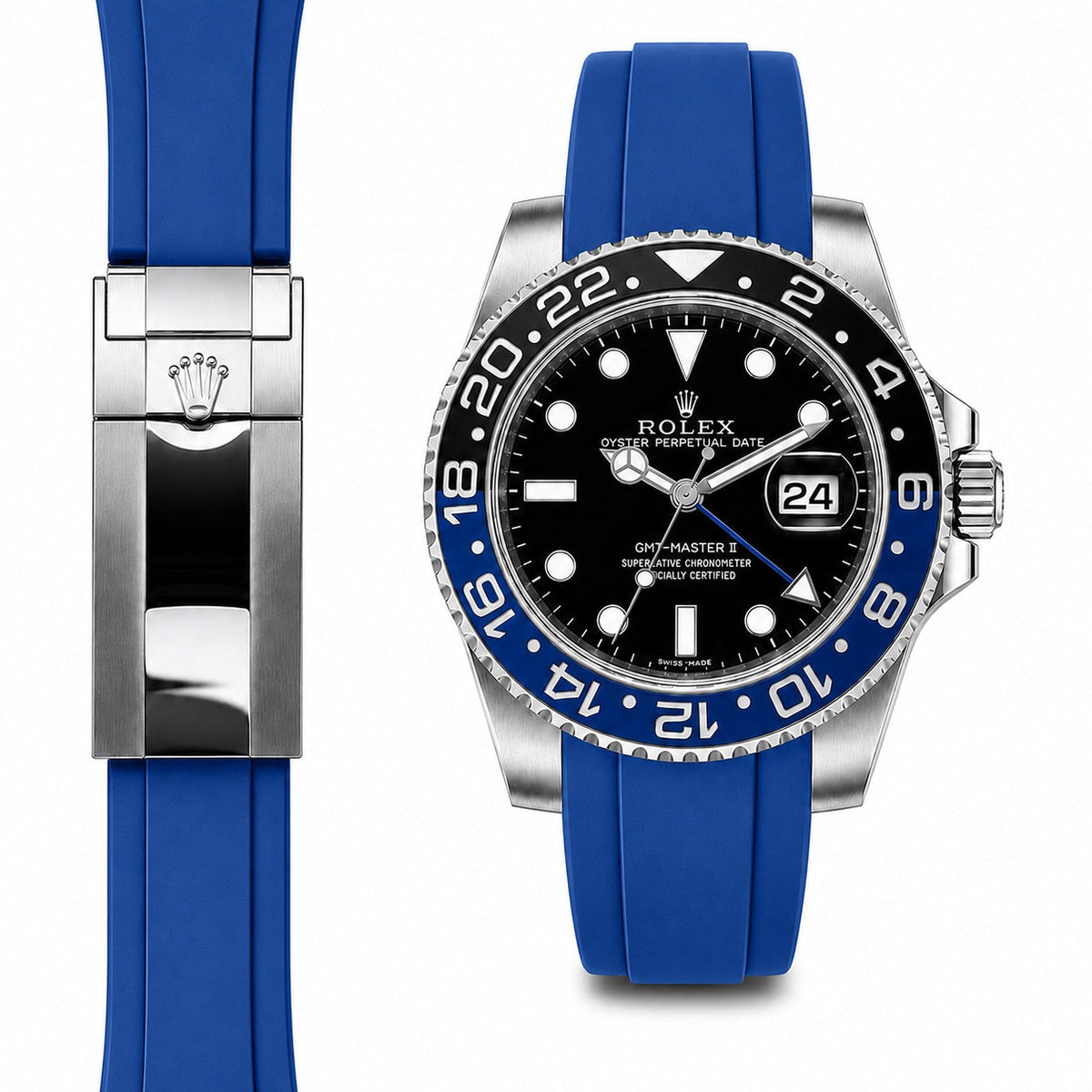 Gebogenes Kautschukarmband für Rolex GMT Master II Keramik-Faltschließe