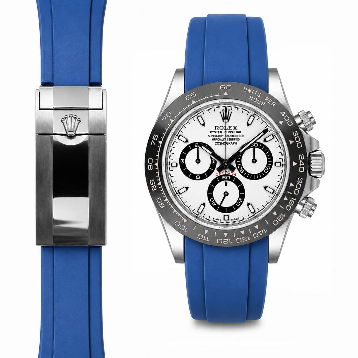 Gebogenes Kautschukarmband für Rolex Ceramic Daytona Faltschließe