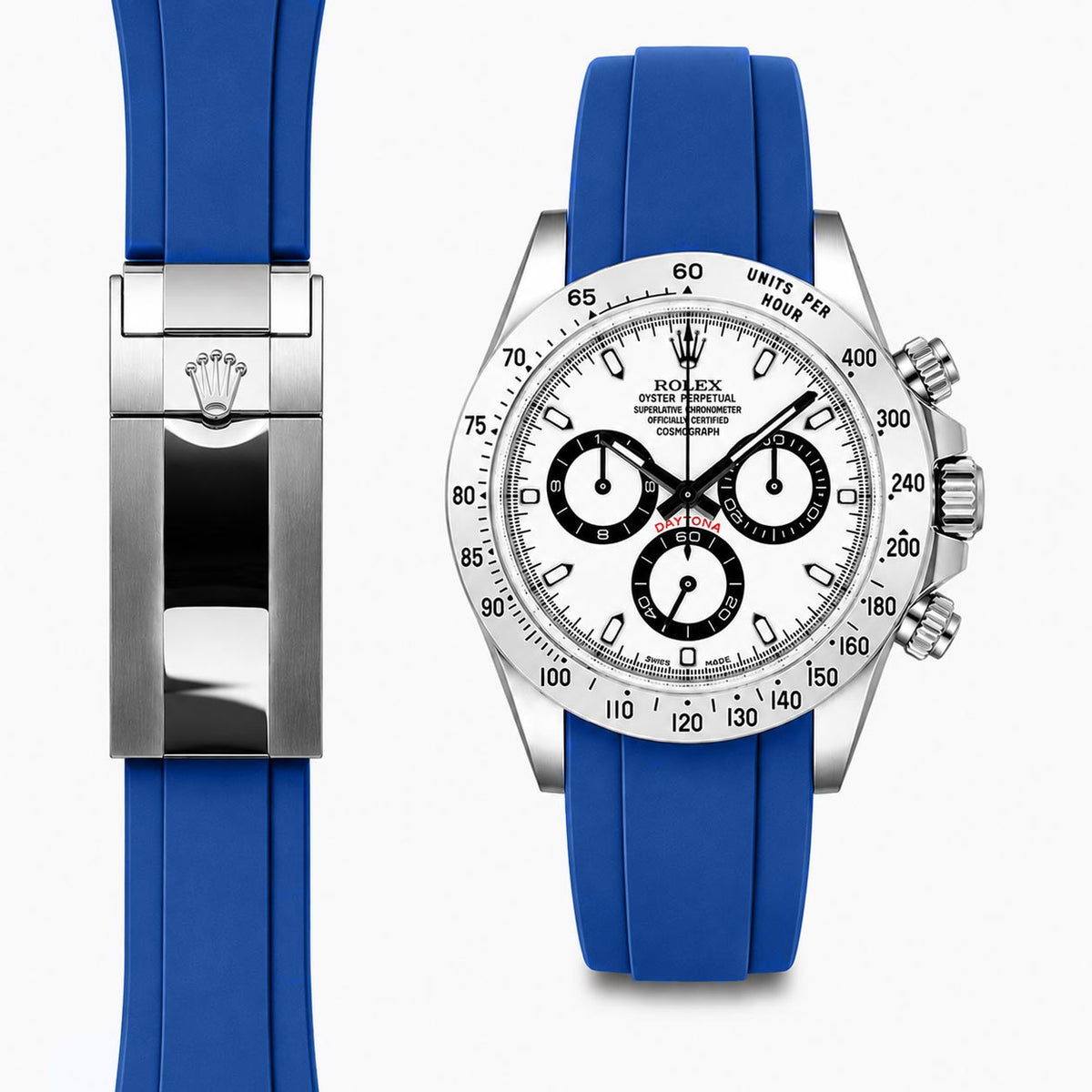 Gebogenes Kautschukarmband für Rolex Daytona Faltschließe