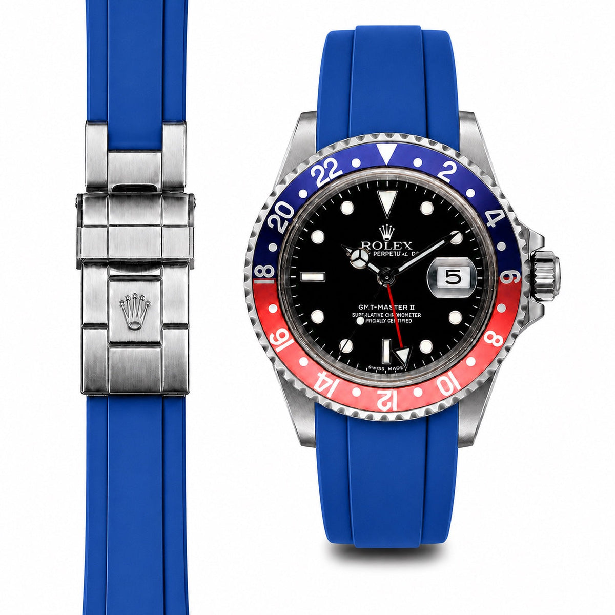 Gebogenes Kautschukarmband für Rolex GMT Master I & II Faltschließe