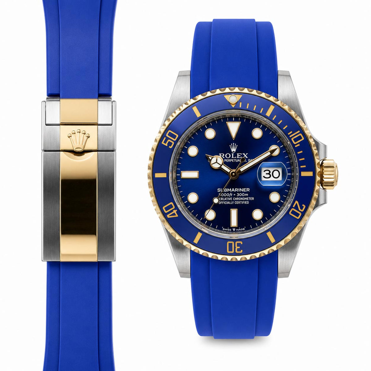 Gebogenes Kautschukarmband für Rolex Submariner 41 Keramikschließe (Modell 2020)