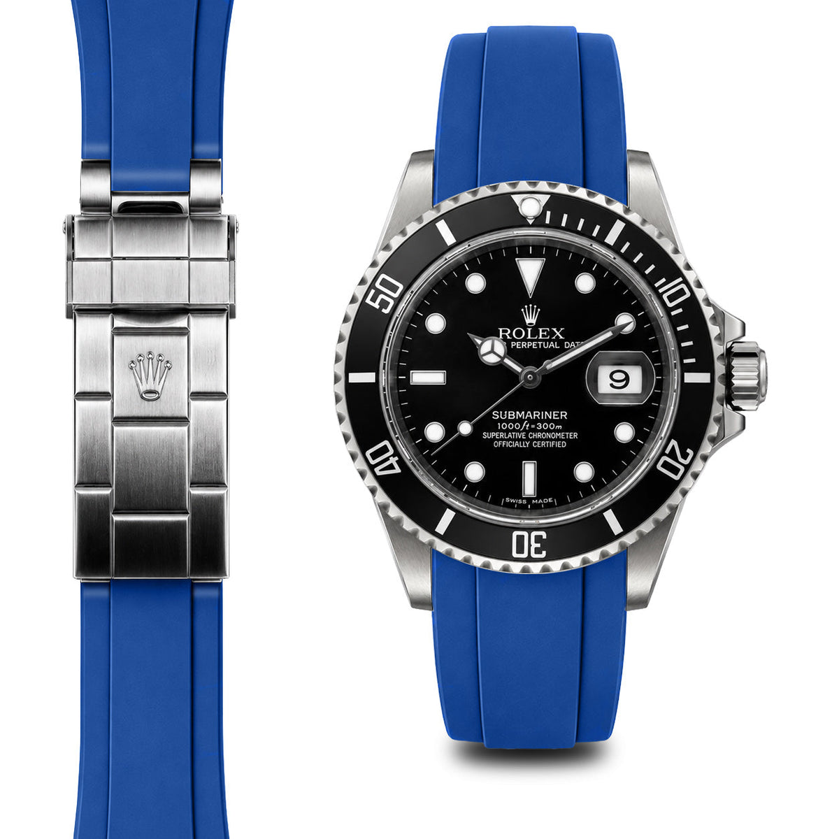 Gebogenes Kautschukarmband für Rolex Submariner Faltschließe