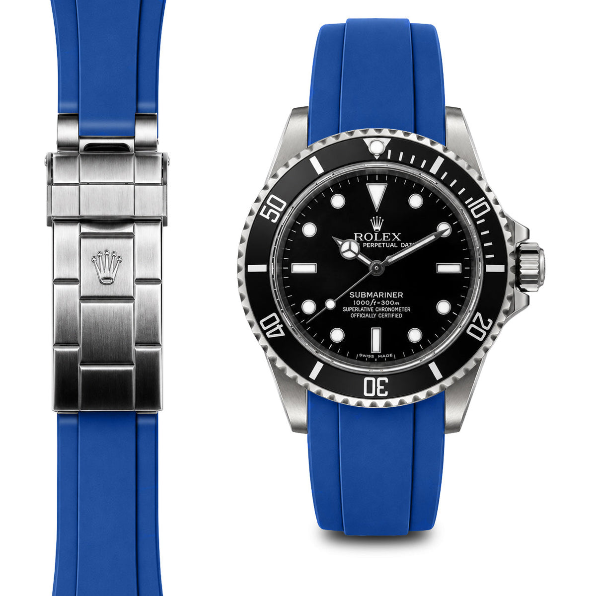 Gewölbtes Kautschukarmband für Rolex Submariner No-Date Faltschließe