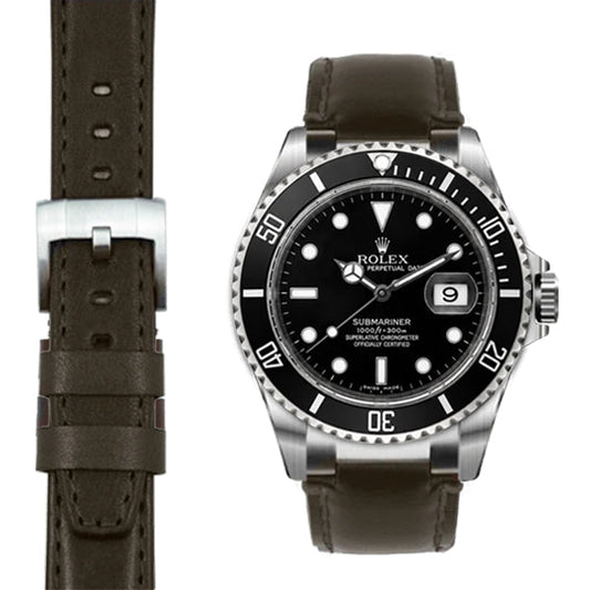 Stahl-Endstück Lederarmband für Rolex Submariner mit Dornschließe