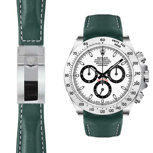 Gebogenes Lederarmband für Rolex Daytona Faltschließe