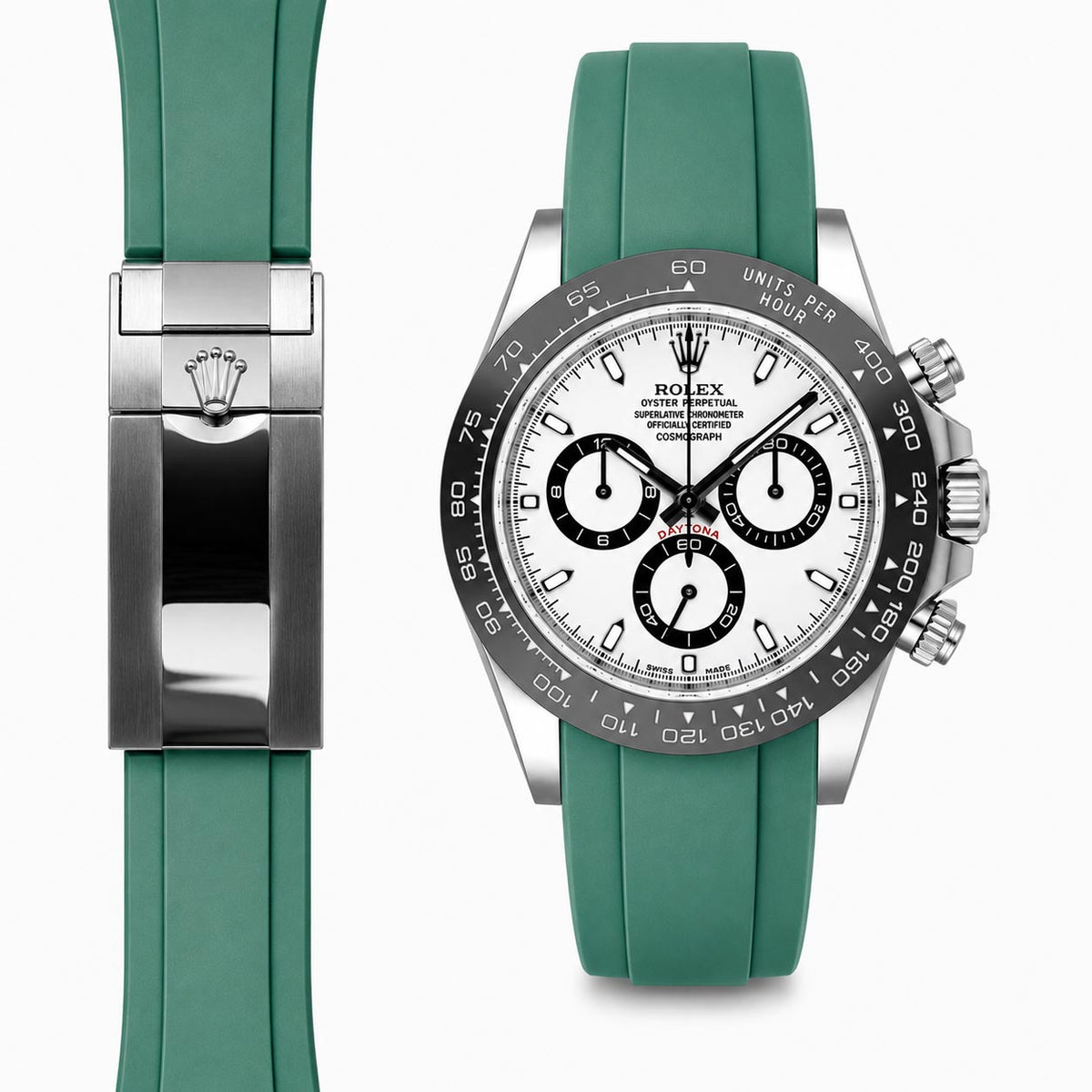 Gebogenes Kautschukarmband für Rolex Ceramic Daytona Faltschließe