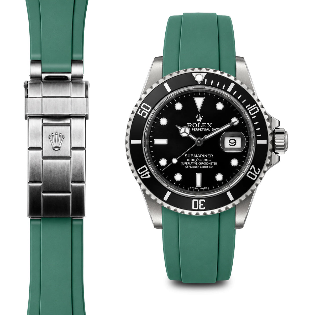 Gebogenes Kautschukarmband für Rolex Submariner Faltschließe