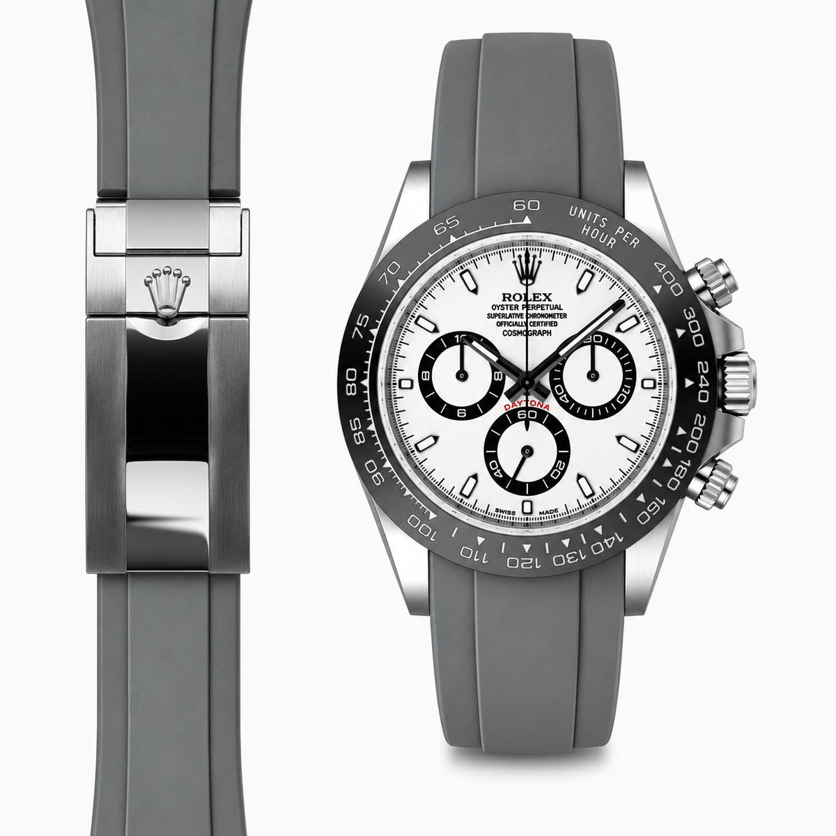 Gebogenes Kautschukarmband für Rolex Ceramic Daytona Faltschließe
