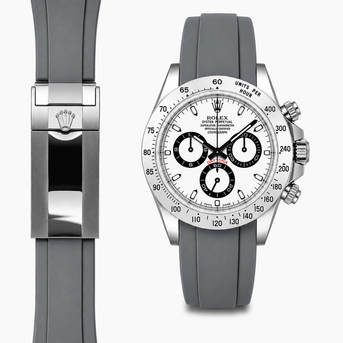 Gebogenes Kautschukarmband für Rolex Daytona Faltschließe