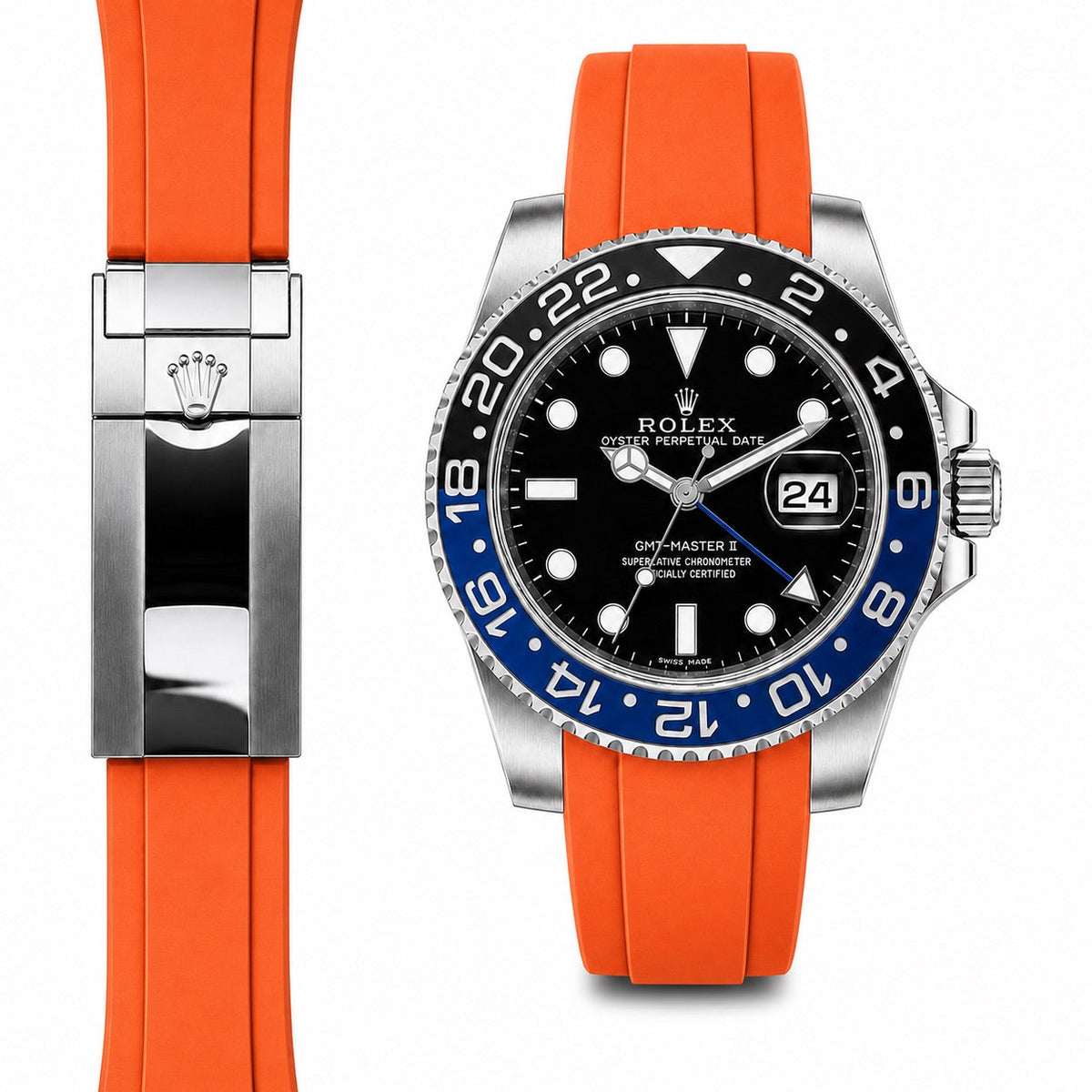 Gebogenes Kautschukarmband für Rolex GMT Master II Keramik-Faltschließe