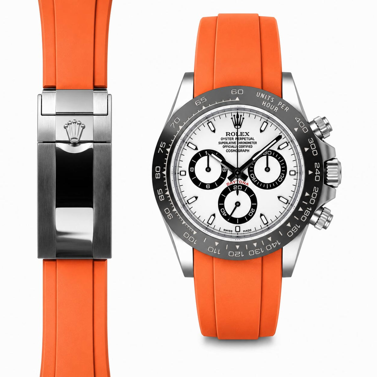 Gebogenes Kautschukarmband für Rolex Ceramic Daytona Faltschließe