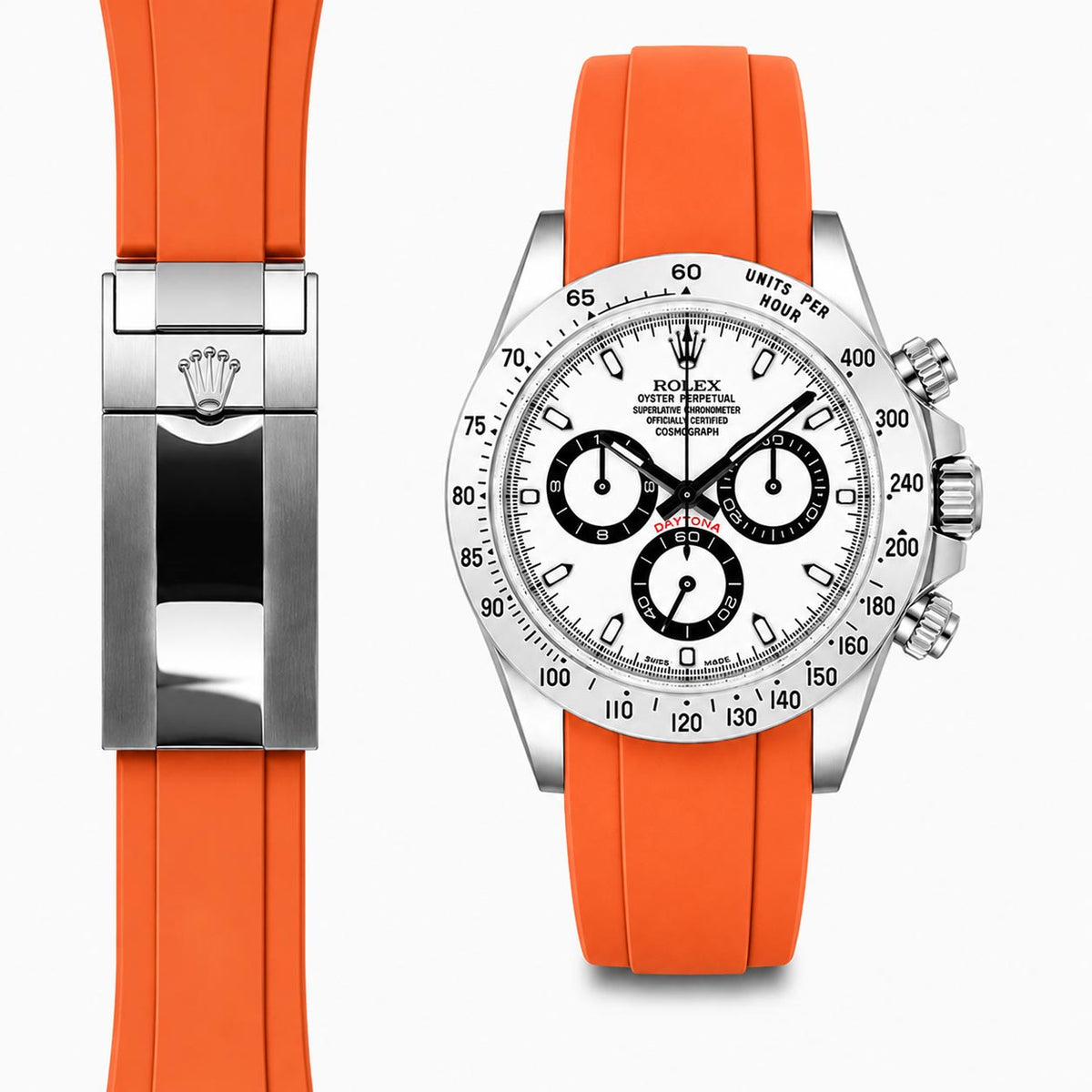 Gebogenes Kautschukarmband für Rolex Daytona Faltschließe