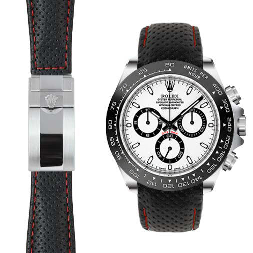 Lederarmband mit gebogenem Ende für Rolex Ceramic Daytona Faltschließe