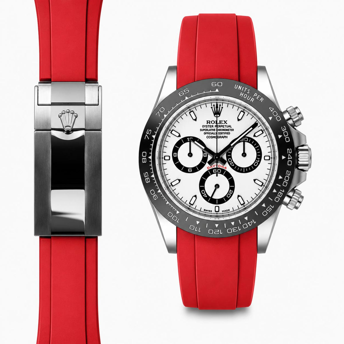 Gebogenes Kautschukarmband für Rolex Ceramic Daytona Faltschließe