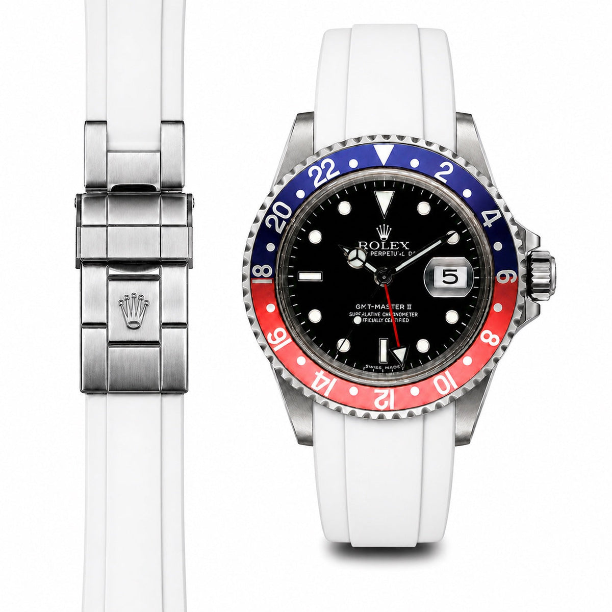 Gebogenes Kautschukarmband für Rolex GMT Master I & II Faltschließe