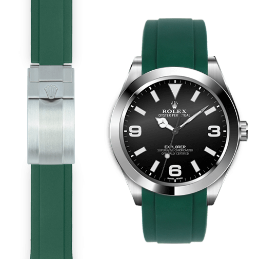 Gebogenes Kautschukarmband für Rolex Explorer I Faltschließe