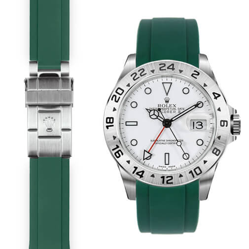 Gewölbtes Kautschukarmband für Rolex Explorer II Faltschließe