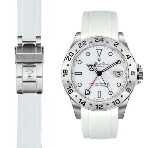 Gewölbtes Kautschukarmband für Rolex Explorer II Faltschließe