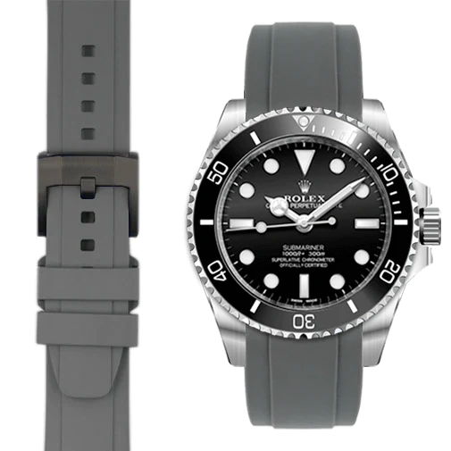 Kautschukarmband mit gebogenem Ende und Dornschließe für Rolex Sub Ceramic No-Date