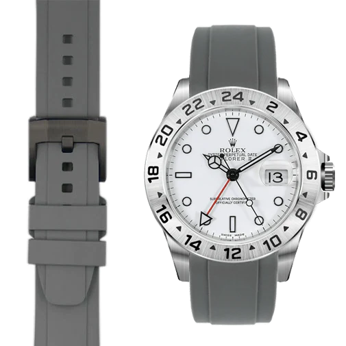Gebogenes Kautschukarmband für Rolex Explorer II mit Dornschließe