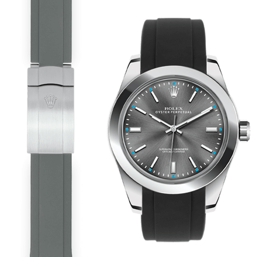 Gebogenes Kautschukarmband für Rolex Oyster Perpetual 39mm Faltschließe