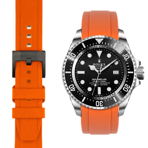 Gebogenes Kautschukarmband für Rolex Deepsea mit Dornschließe